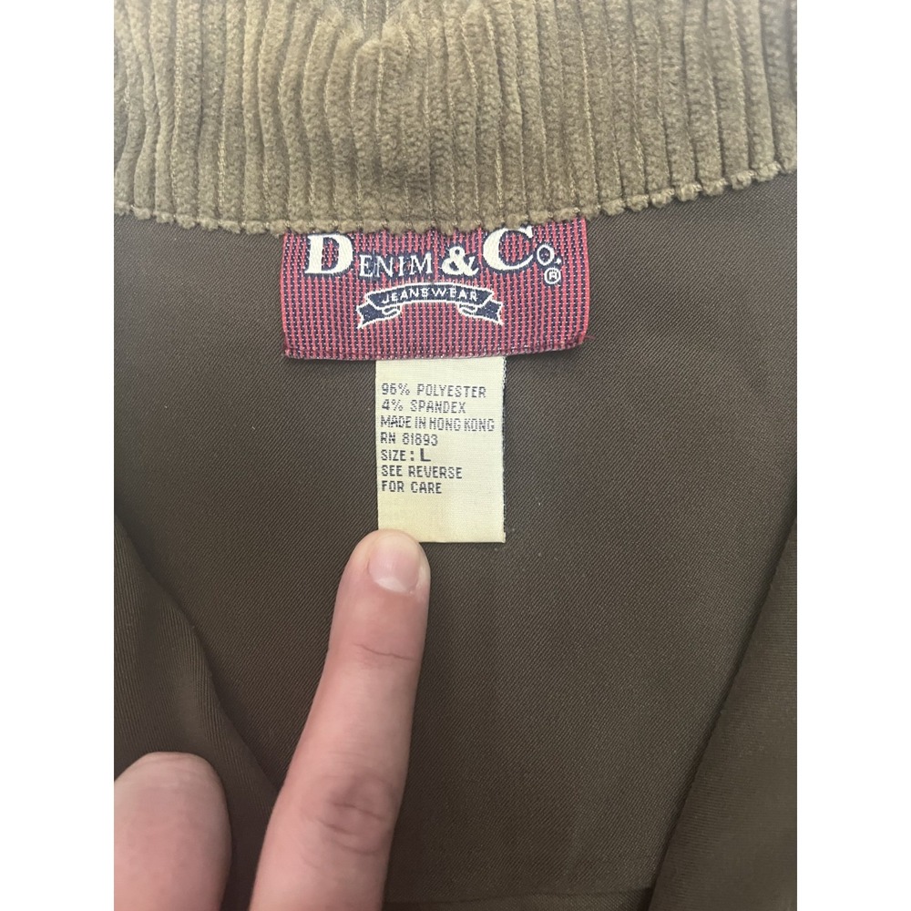 Denim and Co Jeanswear Jacket Mens Large Army Green Full Zip - Picture 3 of 7